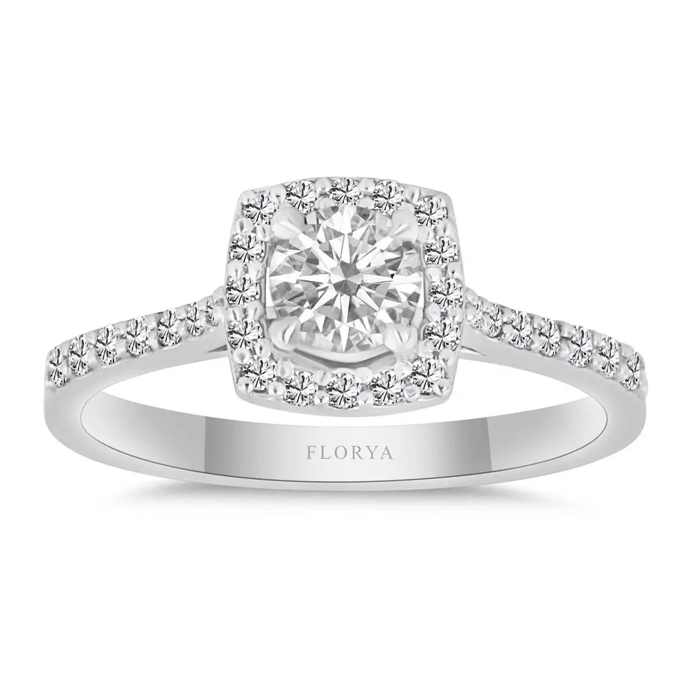 0,63 ct Pırlantalı Halo Tektaş Yüzük