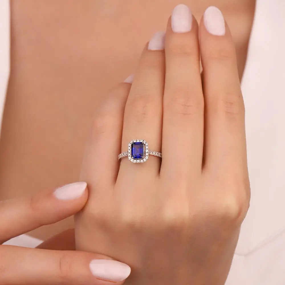 1,58 Karat Pırlanta Safir Yüzük