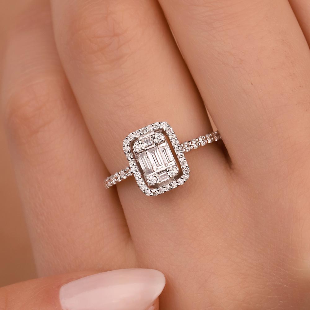 Pırlanta Yüzükler 0,59 Karat Pırlanta Baget Yüzük
