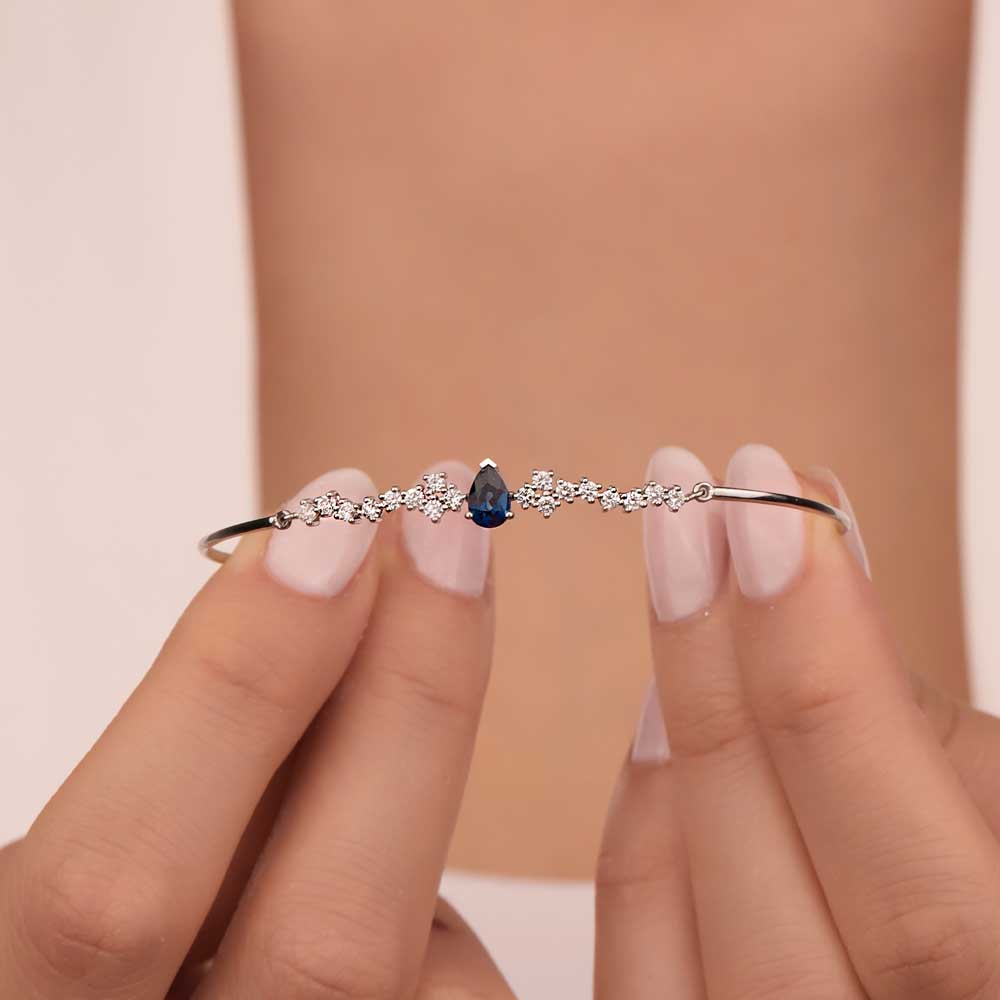 0,43 Karat Pırlantalı Safir Taşlı Bileklik