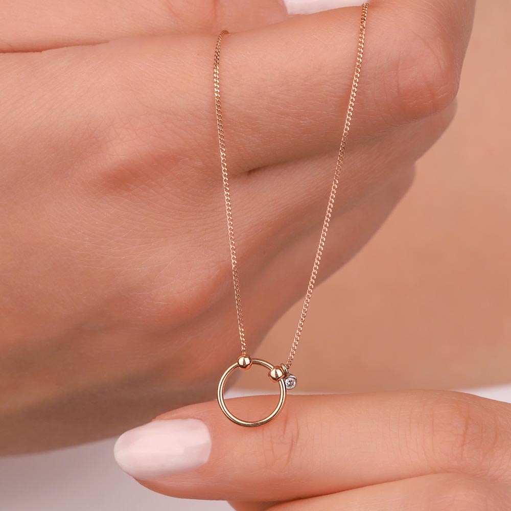 PIRLANTA KOLYELER 0,02 Karat Pırlanta Taşlı Halka Kolye