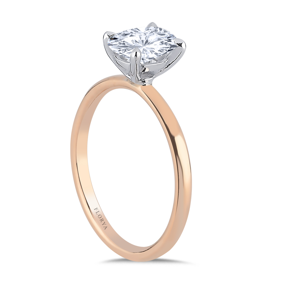 Tektaş Yüzükler 1,00 Karat Laboratuvar Pırlanta Oval Kesim Rose Gold Tektaş Yüzük