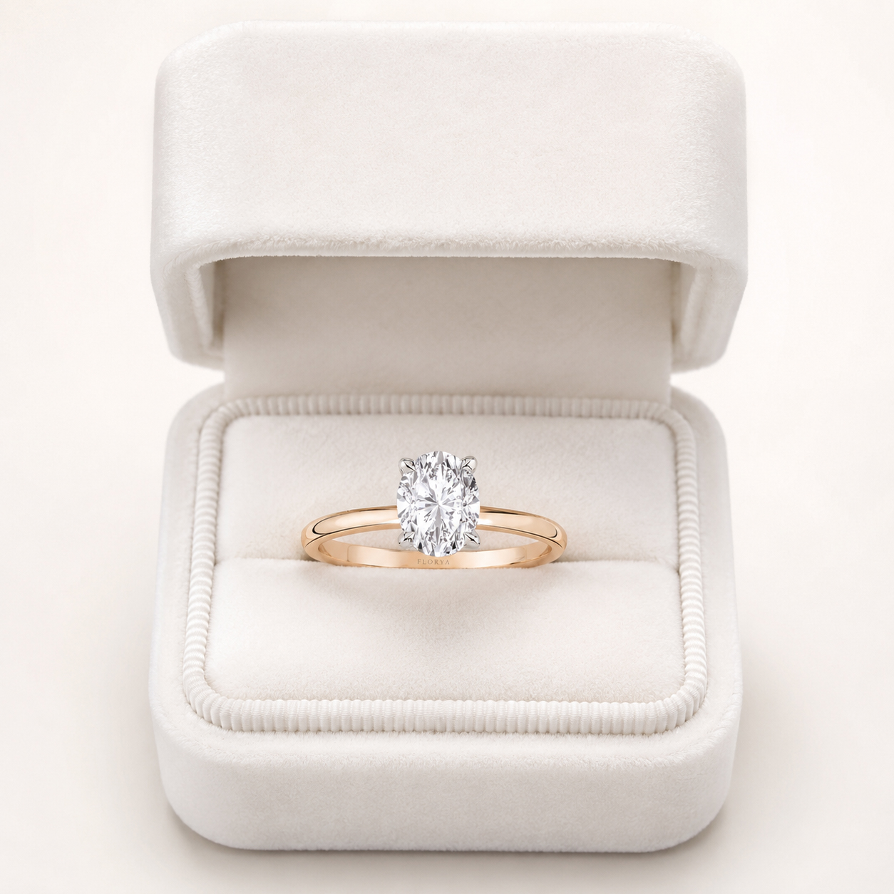 Tektaş Yüzükler 1,00 Karat IGI Sertifikalı Laboratuvar Pırlanta Oval Kesim Rose Gold Tektaş Yüzük