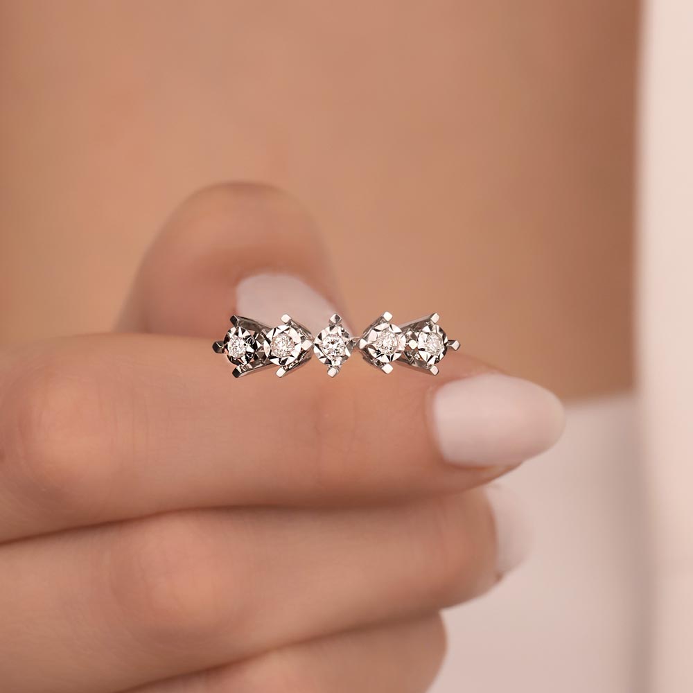 Pırlanta Yüzükler 0,10 ct Pırlantalı Kalem İşlemeli Beştaş Yüzük