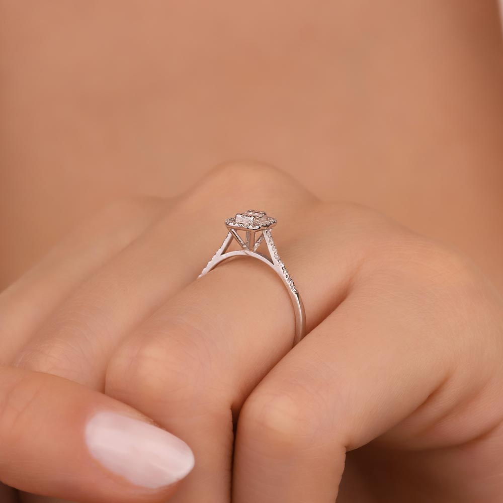 Pırlanta Yüzükler 0,19 ct Pırlantalı Klasik baget Taşlı Yüzük