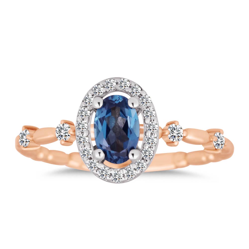 Pırlanta Yüzükler 0.65 Karat Pırlantalı London Blue Topaz Vintage Yüzük
