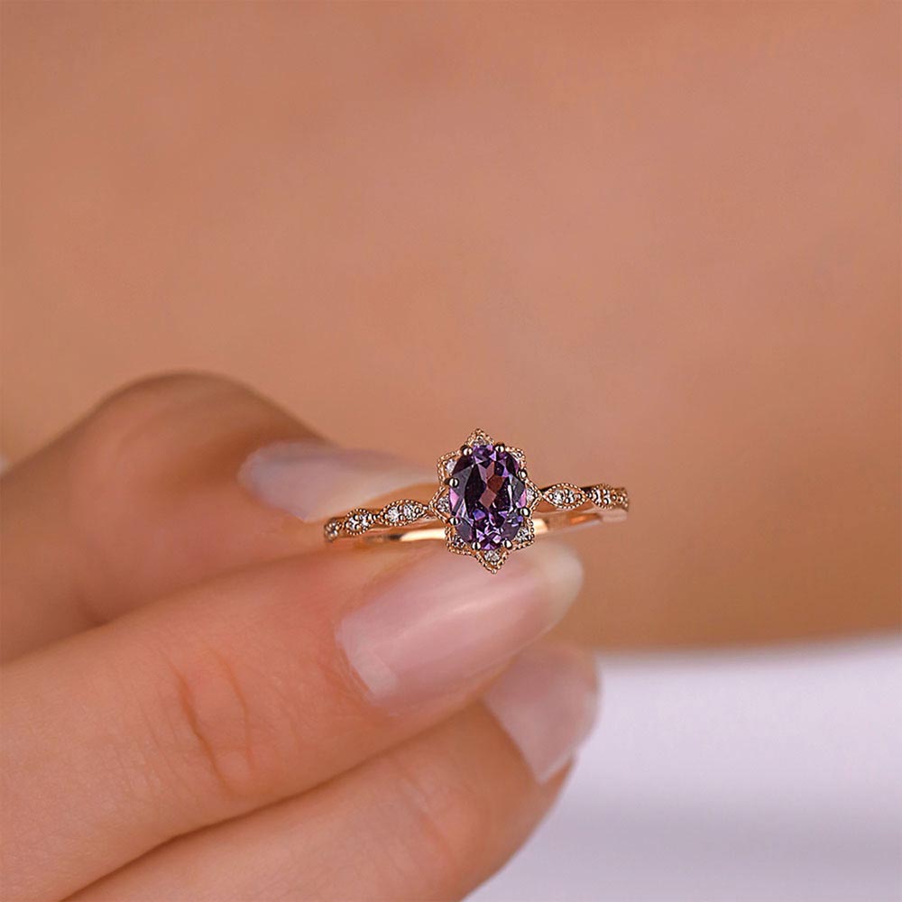 Pırlanta Yüzükler 1,27 Karat Pırlanta Alexandrit Vintage Yüzük
