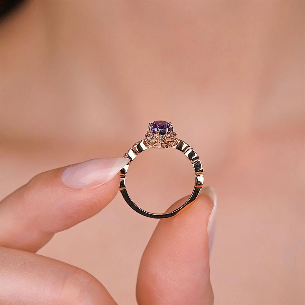 Pırlanta Yüzükler 1,27 Karat Pırlanta Alexandrit Vintage Yüzük