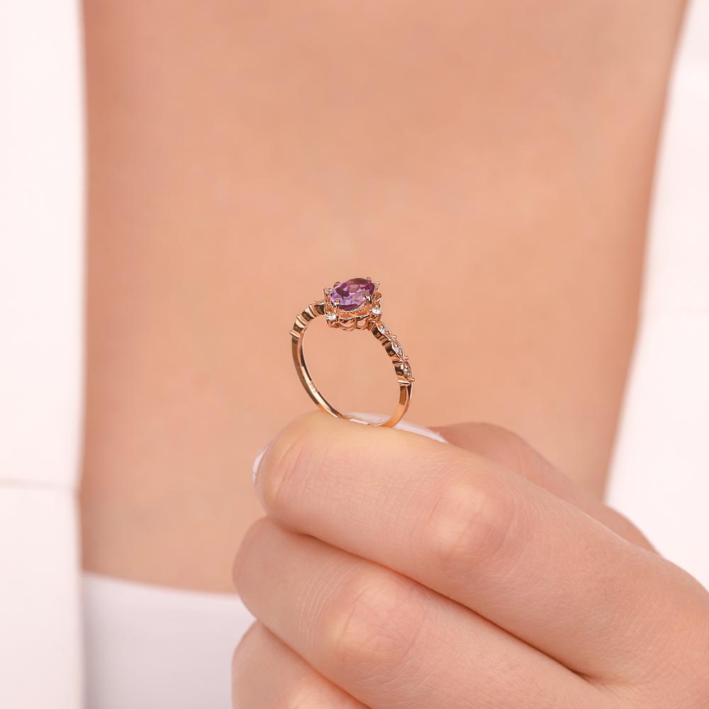 Vintage Yüzükler 1,20 Karat Laboratuvar Pırlantalı Vintage Alexandrite Yüzük