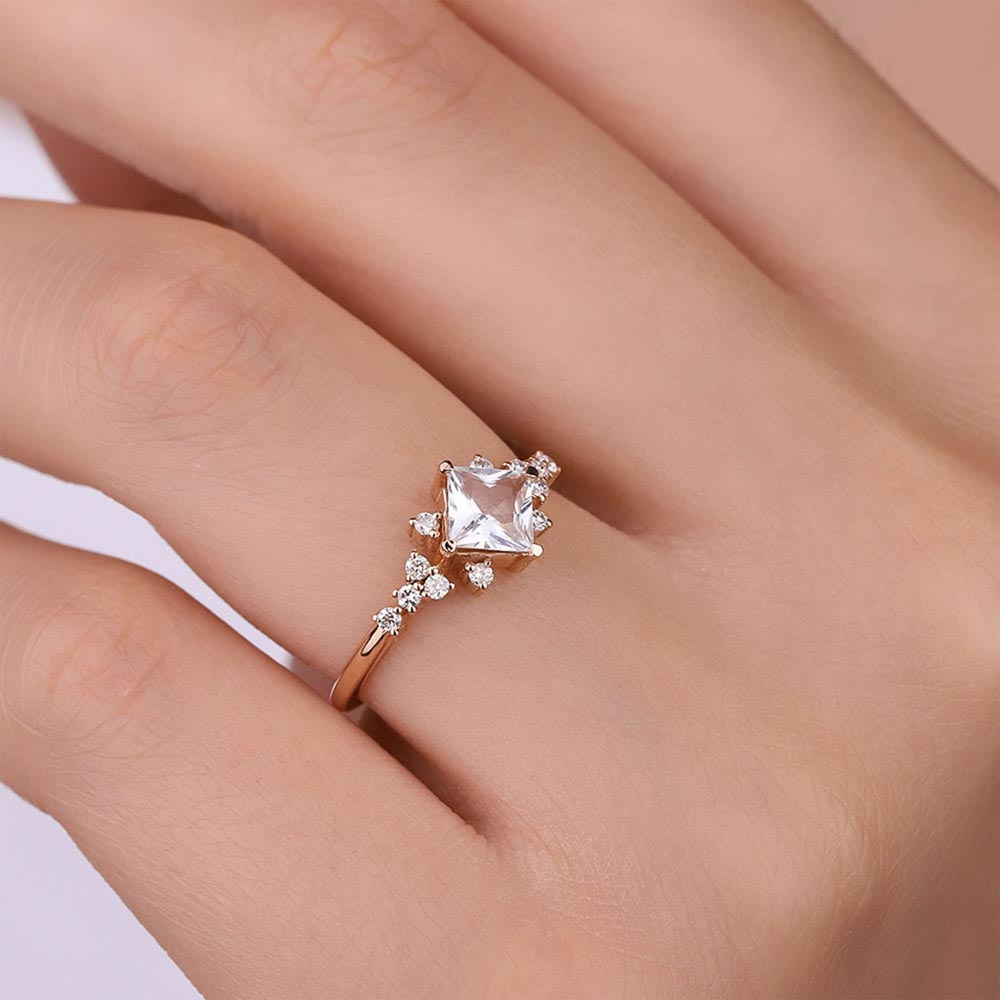 Pırlanta Yüzükler Vintage Beyaz Safir & Pırlanta Altın Yüzük