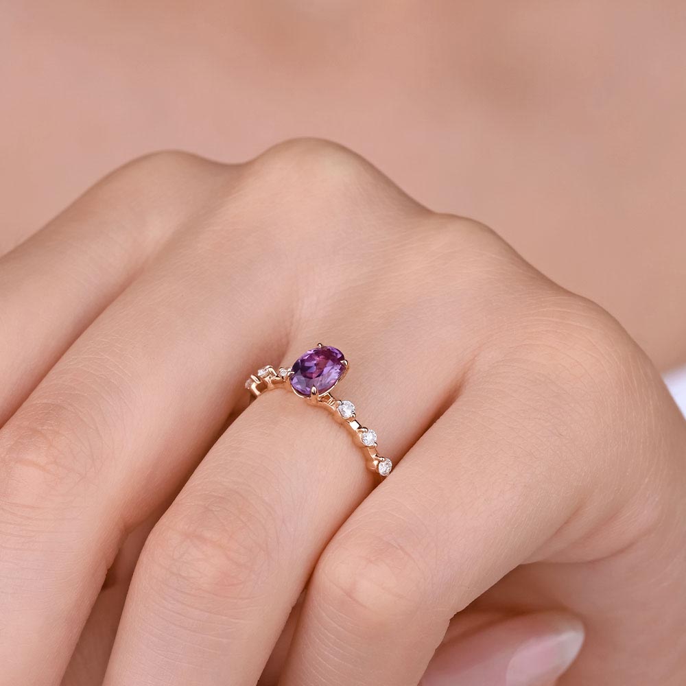 Pırlanta Yüzükler 1,29 Karat Pırlantalı Vintage Alexandrite Yüzük