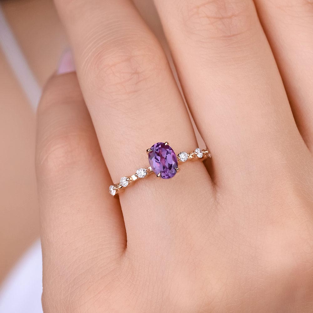 Pırlanta Yüzükler 1,29 Karat Pırlantalı Vintage Alexandrite Yüzük