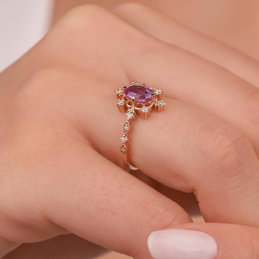 Pırlanta Yüzükler 1,23 Karat Pırlantalı Vintage Alexandrit Yüzük
