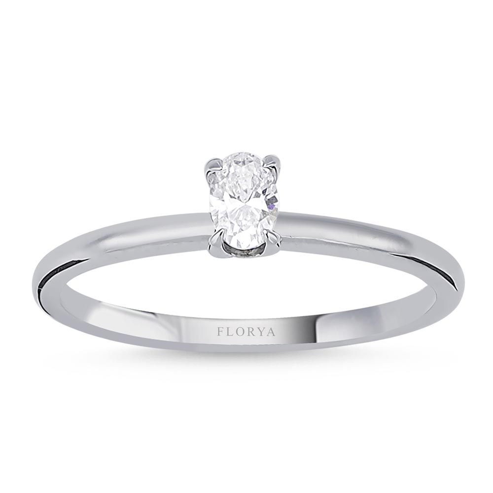 Pırlanta Yüzükler 0,18 Karat Pırlanta Oval Tektaş Tiffany Yüzük