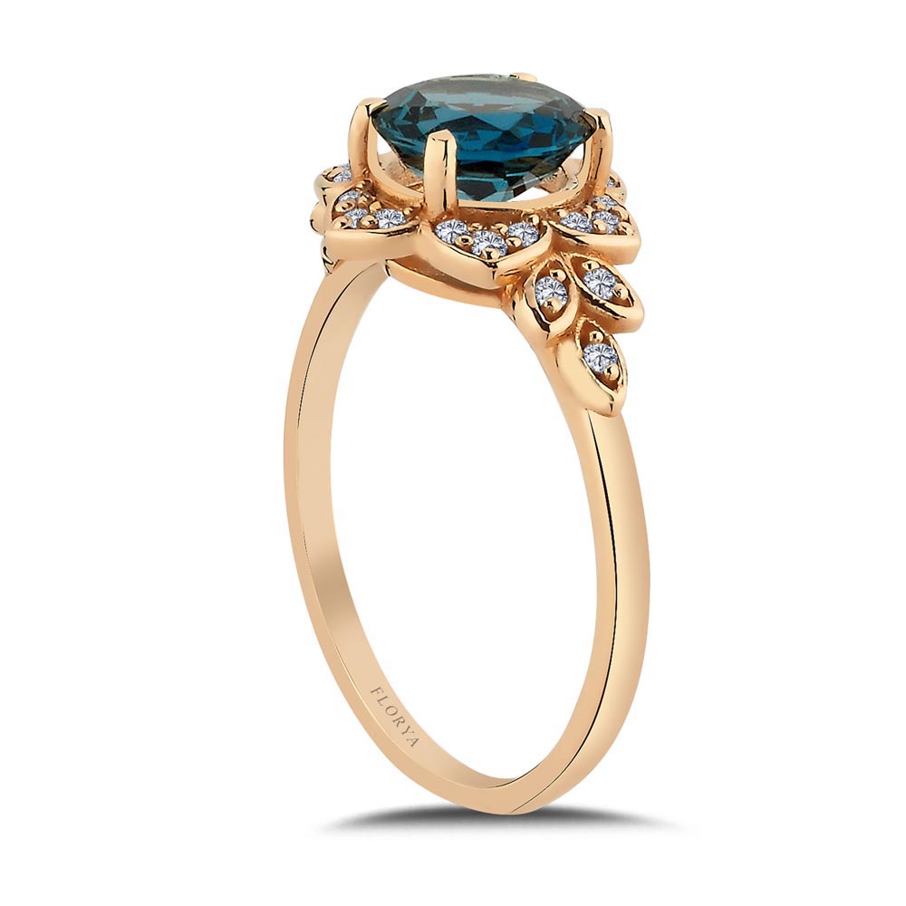 Pırlanta Yüzükler 1,47 Karat Pırlanta London Blue Topaz Vintage Yüzük
