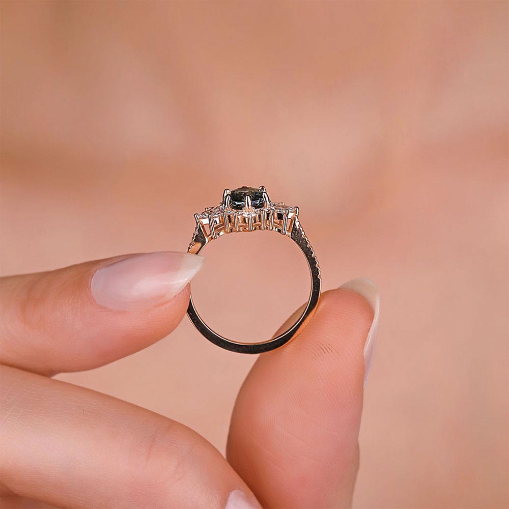 Pırlanta Yüzükler 1,47 Karat Pırlanta London Blue Topaz Vintage Yüzük