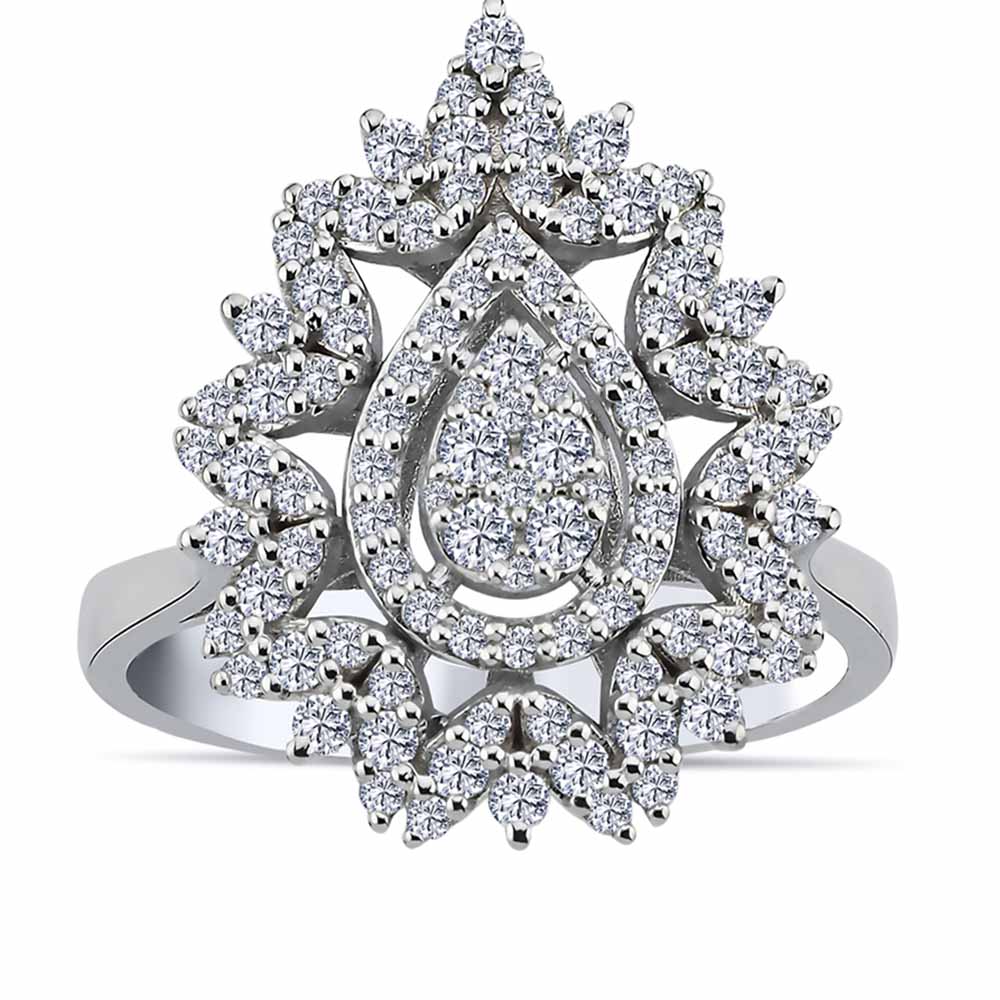 Coronet Yüzükler 0.72 Karat Snowflake Damla Coronet Pırlanta Yüzük