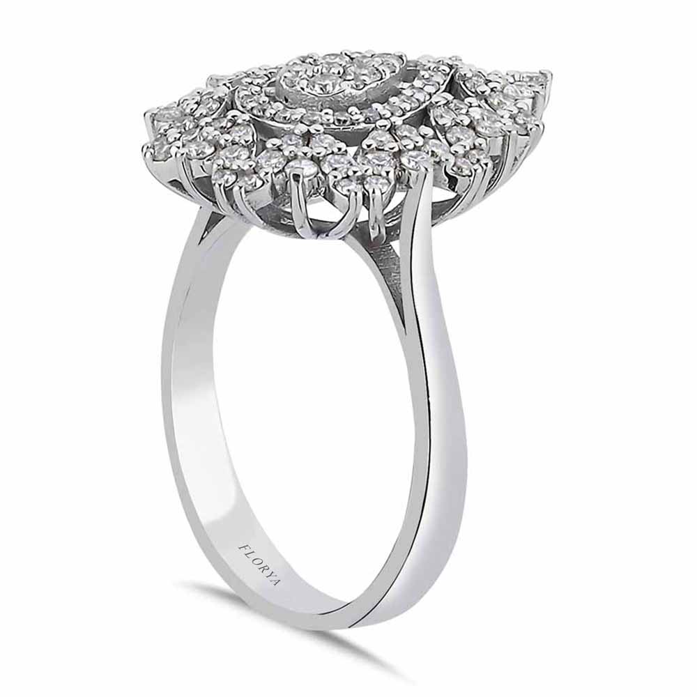 Coronet Yüzükler 0.72 Karat Snowflake Damla Coronet Pırlanta Yüzük