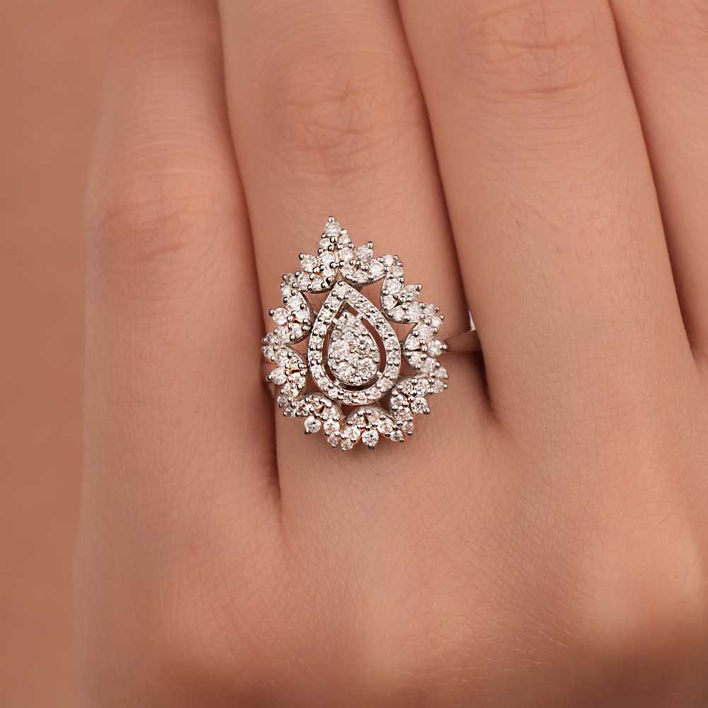 Coronet Yüzükler 0.72 Karat Snowflake Damla Coronet Pırlanta Yüzük
