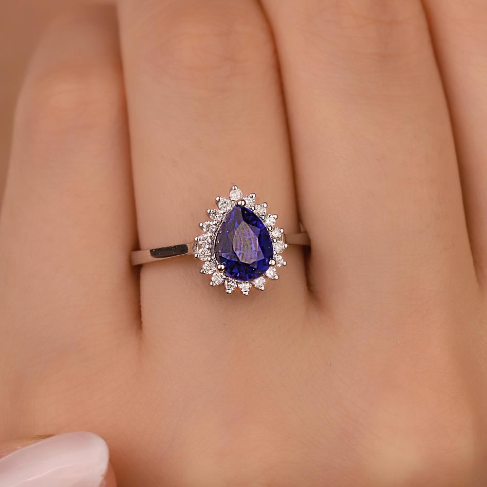 Safir Yüzükler 0,85 Karat Laboratuvar Pırlanta Safir Taşlı Yüzük